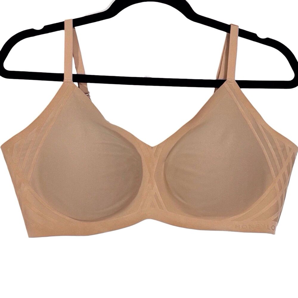 Honeylove Silhouette Bra Wireless Adjustable Womens XL Sand Nude Comfortable